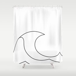 Great Wave - One line art - W2 Shower Curtain