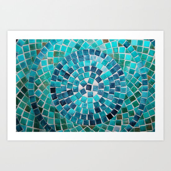 circular - photograph of mosaic tiles Art Print