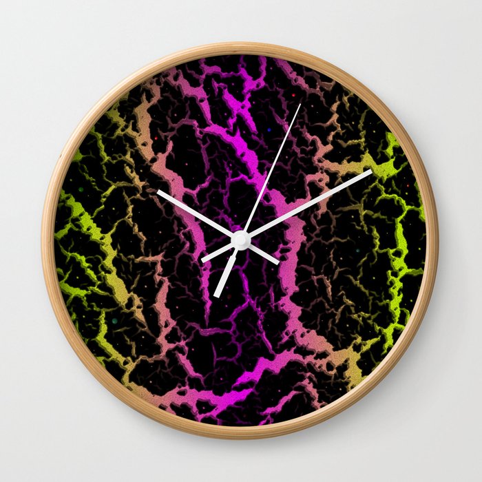 Cracked Space Lava - Lime/Pink Wall Clock