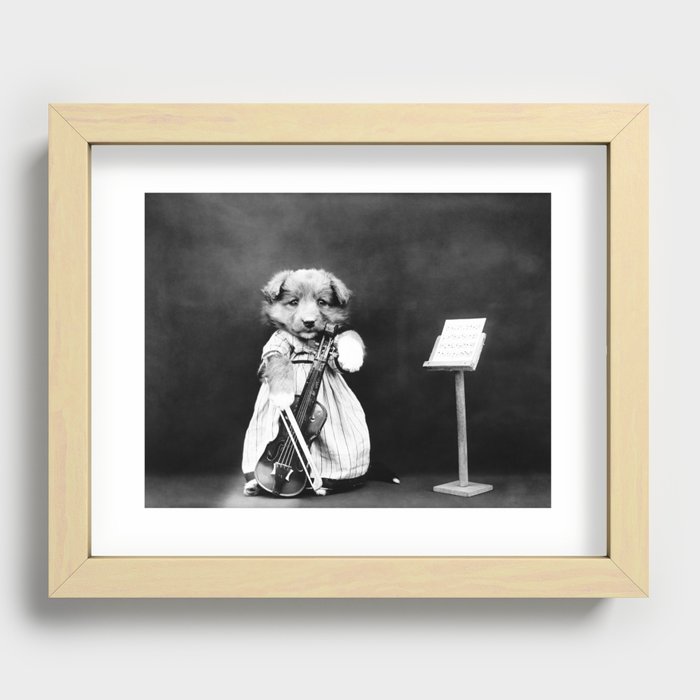 Puppy Playing Cello - The Fiddler - Harry Whittier Frees Recessed Framed Print