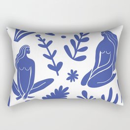 Henri Matisse Inspired Blue Nude Boho Female Figurative Pattern II Rectangular Pillow