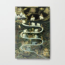 Buddhism Print - Path of Samatha Metal Print | Tibet, Mandala, Buddha, Buddhism, Chakra, Enlightenment, Black, Elephant, Abiding, Painting 