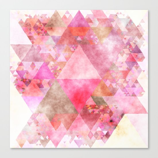 Pink triangles - Abstract elegant watercolor pattern Canvas Print
