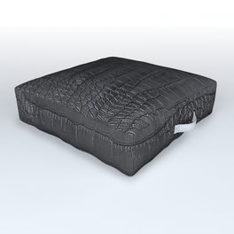 Alligator Black Leather Outdoor Floor Cushion