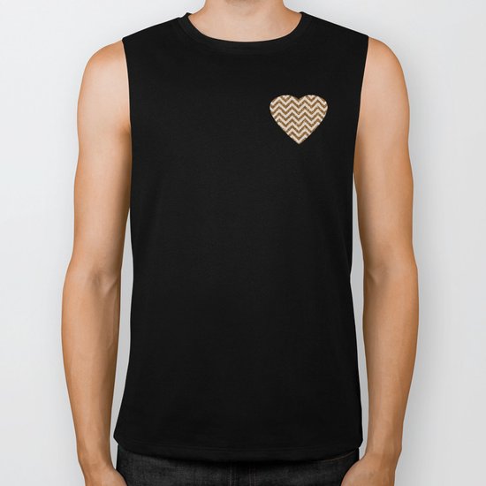 Sparkling gold glitter chevron pattern Biker Tank
