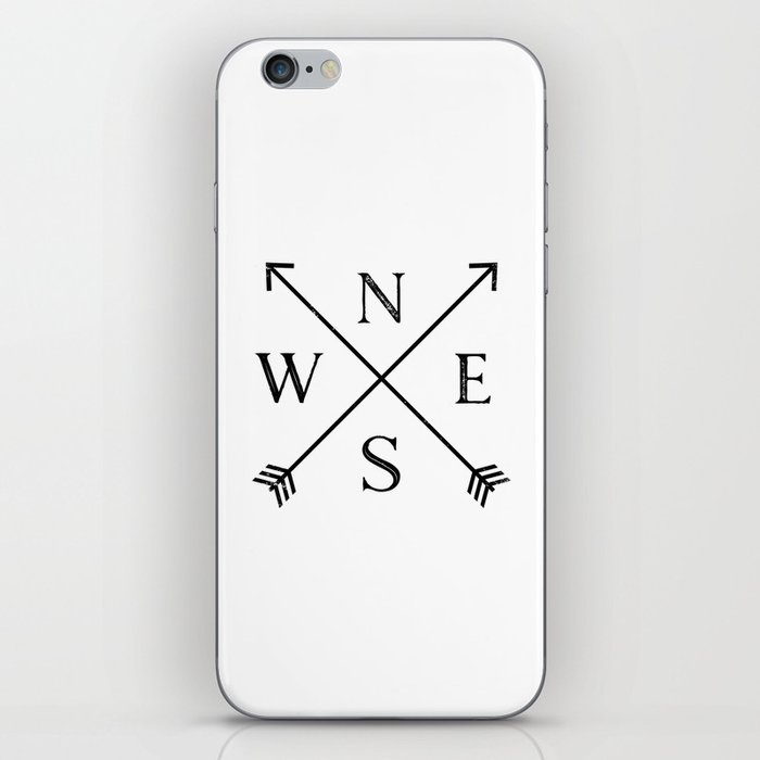 Black and White Compass iPhone Skin