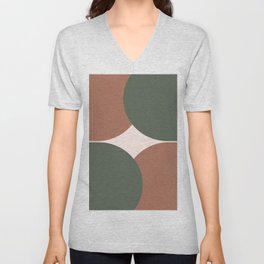 Terracotta Brown and Green Arches V Neck T Shirt