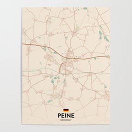 Peine, Germany - Vintage City Map Poster