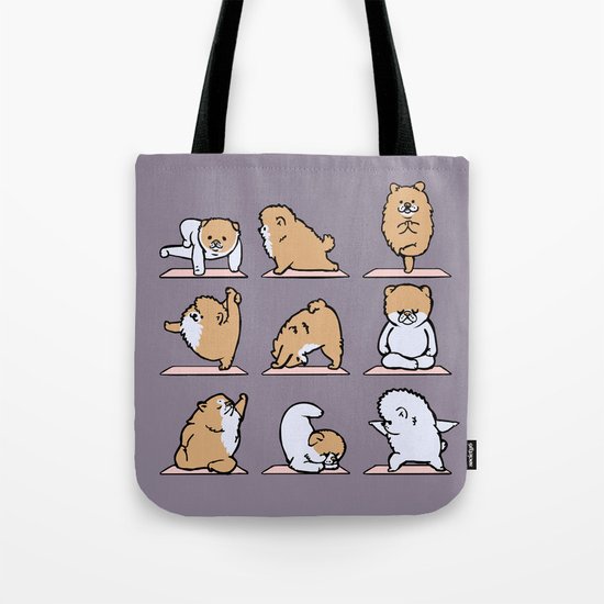 Pomeranian yoga Tote Bag