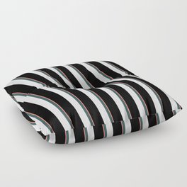 [ Thumbnail: Salmon, Dark Slate Gray, Lavender, and Black Colored Lined Pattern Floor Pillow ]