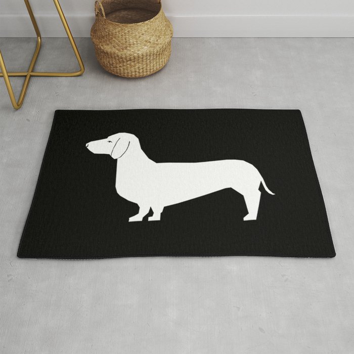 Dachshund silhouette minimal black and white dog lover home decor