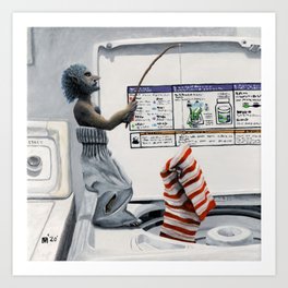 Sock Thief Fishing Criminal Fantasy Art Art Print | Fantasy, Crime, Laundry, Crook, Washingmachine, Helmsartcreations, Creature, Robber, Rogue, Stockings 