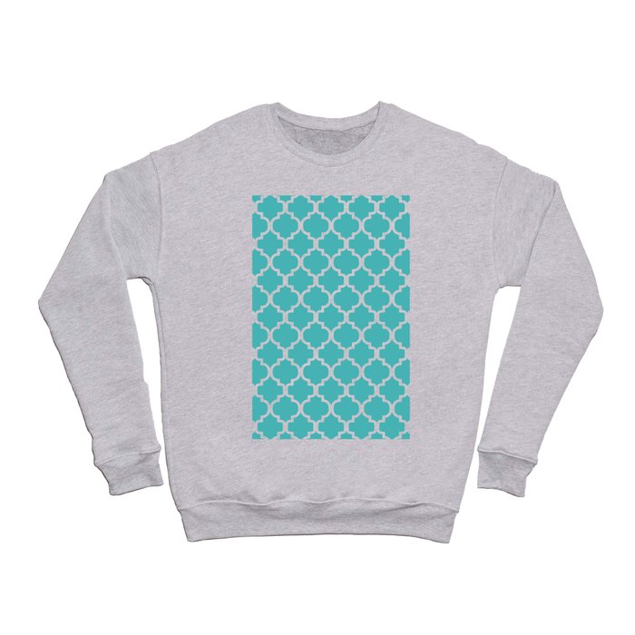 Moroccan Trellis (White & Teal Pattern) Crewneck Sweatshirt