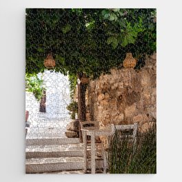 Greek Restaurant Scene | Dinner in the Mediterranean | Summer Taverna in Golden Colors | Travel Photography in Greece Jigsaw Puzzle