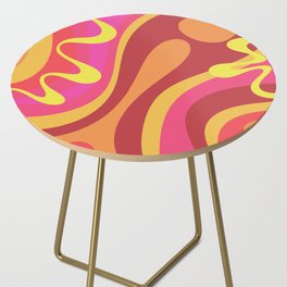 Dopamine Please - Trippy Retro Psychedelic Abstract Pattern Magenta Pink Orange Yellow Side Table