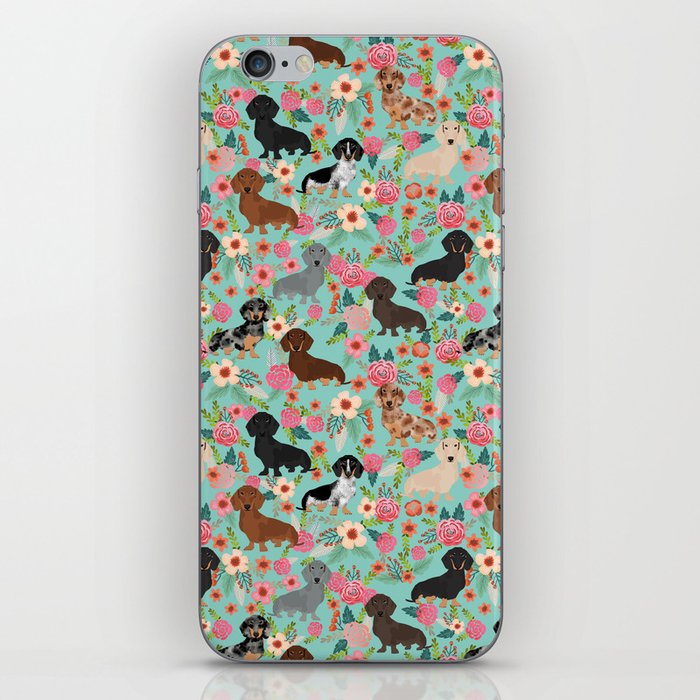 Dachshund floral dog breed pet patterns doxie dachsie gifts must haves iPhone Skin