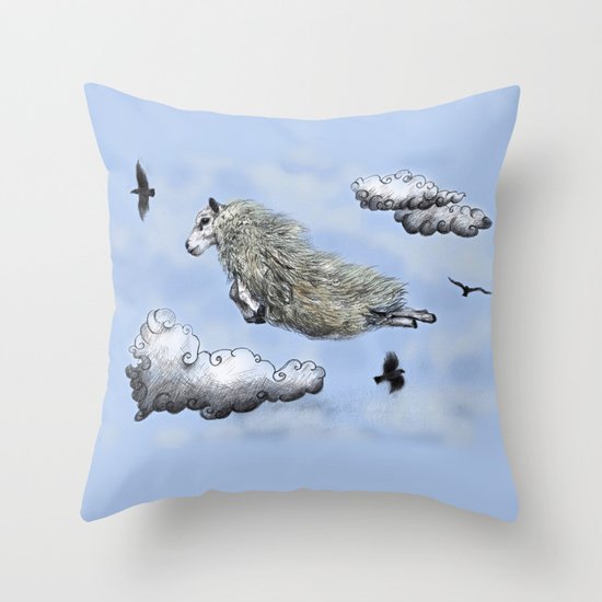 Flying sheep Throw Pillow