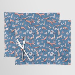 Autumn woodland creatures in Blue  Placemat