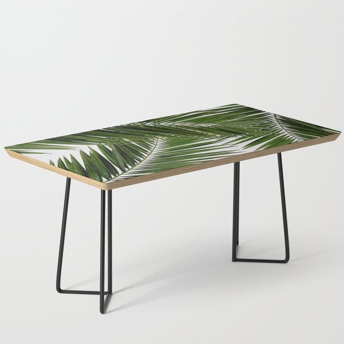 Palm leaf coffee shop table