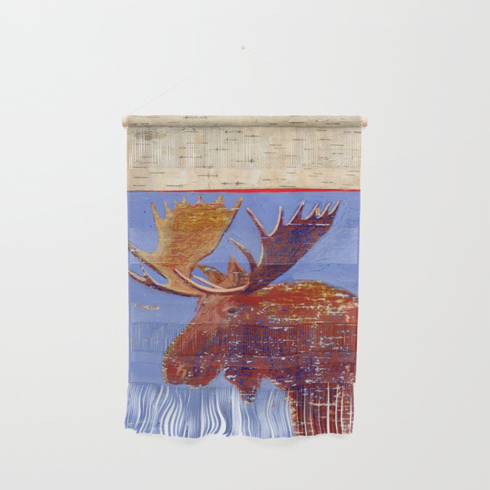 moose with birch bark Wall Hanging