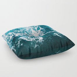 Blue Wave Network – Minimalist Oceanscape Photography Floor Pillow