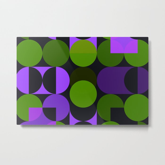 Soft Purple and Green Geometric Patterns  Metal Print