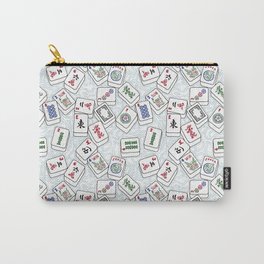 Mahjong Tiles Jumbled Across White Background With Swirls Carry-All Pouch