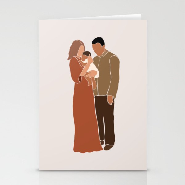 Family of 3, parents and child Stationery Cards