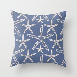 Starfish Ocean Nautical Coastal Serenity Blue Throw Pillow