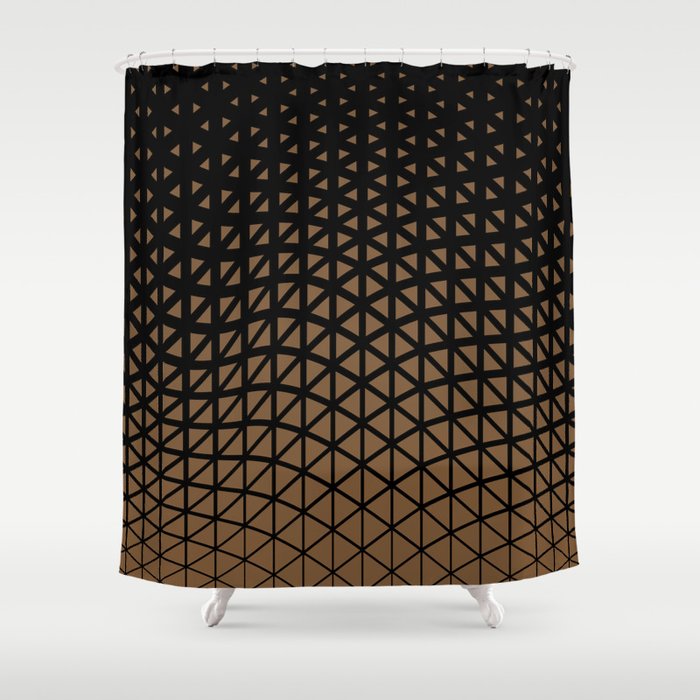 Brown and Black Triangle Gradient Wave Pattern - Sherwin Williams 2022 Color Uber Umber SW 9107 Shower Curtain