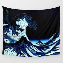 Midnight Great Wave: Enigmatic Depths Wall Tapestry