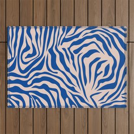 Zebra Print Zebra Stripes Wild Animal Print Blue Zebra Pattern Modern Outdoor Rug