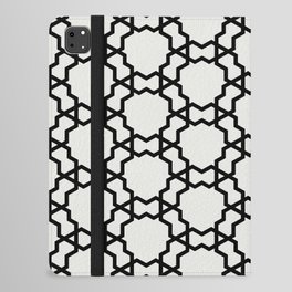 Black and Pale Gray Overlapping Shape Tile Pattern Pairs 2022 Trending Color Swiss Meringue DEHW04 iPad Folio Case