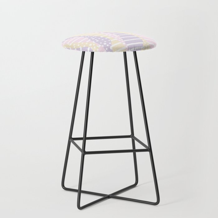 Spots and Stripes 2 - Pastel Pink, Yellow and Purple Bar Stool
