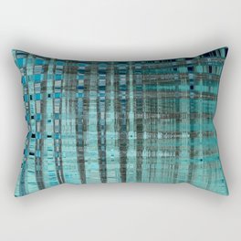 Distorted Turquoise Blue Check Pattern Rectangular Pillow