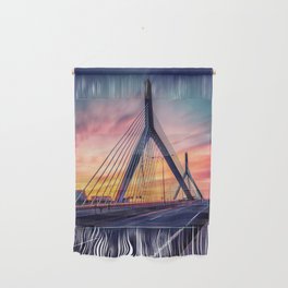 Cotton Candy Sunset over the Zakim Bridge Wall Hanging