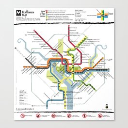Spooky DC Metro Map Canvas Print