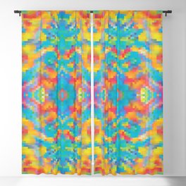 Color Madness - Ethnic Colorful Pixel Pattern Blackout Curtain