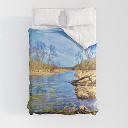 Beyond the Magic River Sky in Blue Comforter