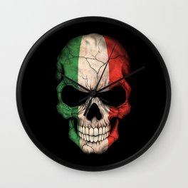 Dark Skull with Flag of Italy Wall Clock | Flagofitaly, Italianskull, Italy, Skull, Italianflagskull, Italianpride, Italianflag, Italian, Patriotic, Graphicdesign 
