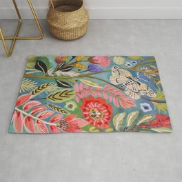 Butterfly Floral Area & Throw Rug