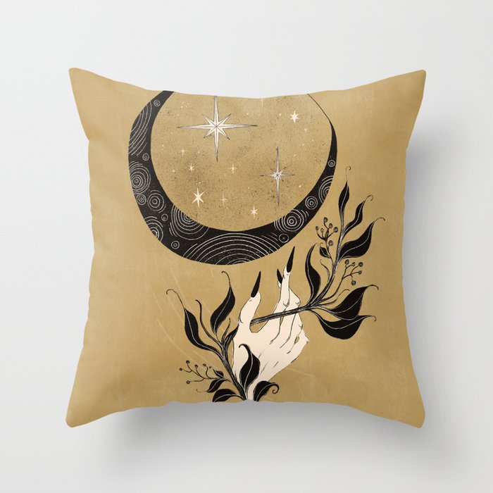 Wicked Hand with the Moon Throw Pillow