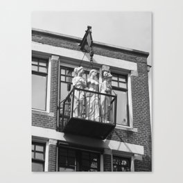 amsterdam's bancoly with sculptures black & white Canvas Print