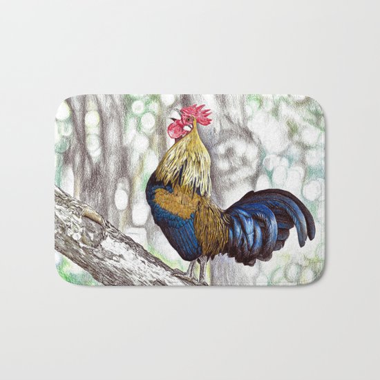 Red Junglefowl (Original Available for sale) Bath Mat