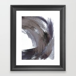 Navy Blue and Grey Minimalist Abstract Brushstroke Painting Framed Art Print