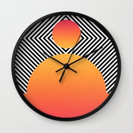 Monochrome Geometric Pattern Clash Abstract Ombre Circles Wall Clock