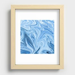Blue Water Silk Marble Recessed Framed Print