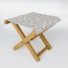 Physalis pattern on a gray background. Folding Stool