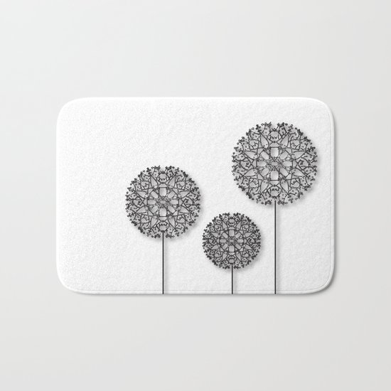 Black Star Flower Bath Mat