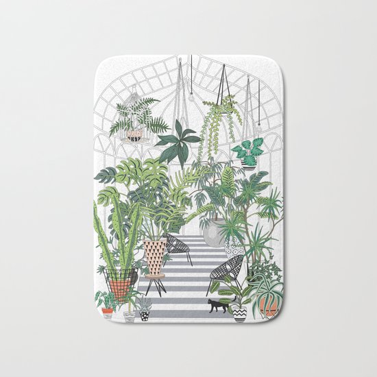 greenhouse illustration Bath Mat